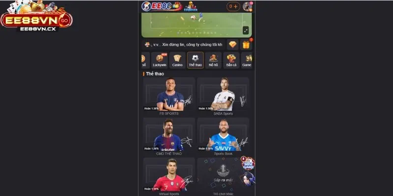 Cá Cược Thể Thao EE88 sôi động, hấp dẫn
